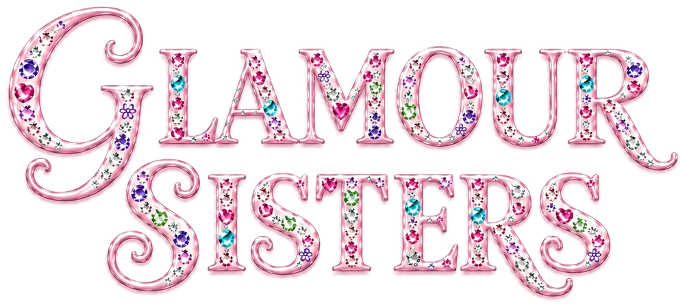 Glamour Sisters logo: roze letters vol glinsterende steentjes